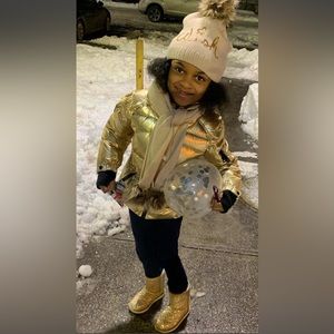 Authentic SAM. Coat// Size 8// Metallic Gold